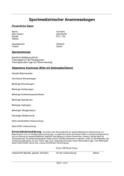Anamnesebogen Sportmedizin