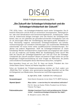 DIS40-Fr&uuml;hjahrsveranstaltung 2016