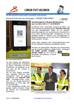 Handy-Eventmodul der Kampagne &bdquo;FINGER VOM HANDY
