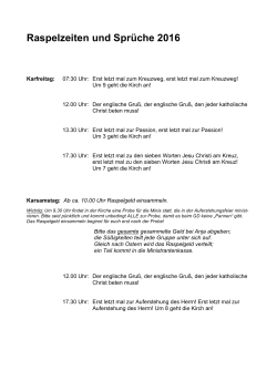 Raspelzeiten und Sprüche 2016