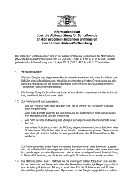 Informationsblatt &uuml;ber die Abiturpr&uuml;fung f&uuml;r