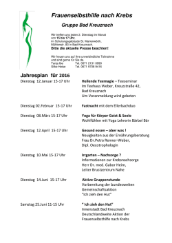 Jahresprogramm 2016 - Frauenselbsthilfe nach Krebs eV