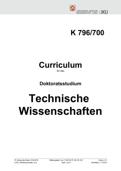 Curriculum für das Doktoratsstudium der Technischen Wissenschaften