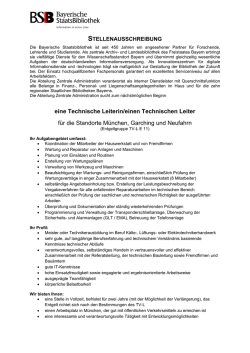 eine Technische Leiterin/einen Technischen Leiter f&uuml;r die Standorte