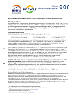 Informationen zum Garantienachweis f&uuml;r PV