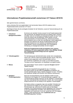 Informationen Projektmeisterschaft Juniorinnen