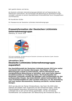 Jahresbilanz 2015 - Deutsche Lichtmiete Unternehmensgruppe