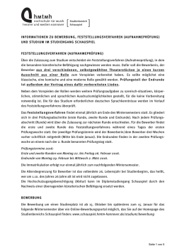 Informationen zur Aufnahmepr&uuml;fung / Zulassungsinformationen