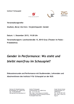 Gender in Performance: Wo steht und bleibt man/frau im Schauspiel?