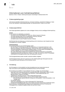 Informationen zum Aufnahmeverfahren