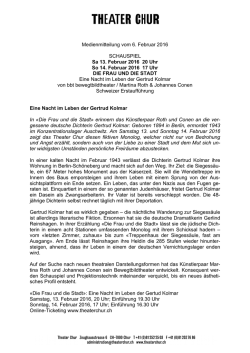 Medienmitteilung vom 6. Februar 2016 SCHAUSPIEL Sa 13