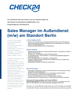 Sales Manager im Außendienst (m/w) am Standort Berlin