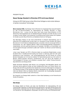 Neuer Nexiga-Standort in München: MTZ wird neue Heimat