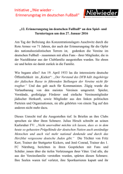 Initiative &bdquo;!Nie wieder - Erinnerungstag im deutschen Fu&szlig;ball&ldquo;