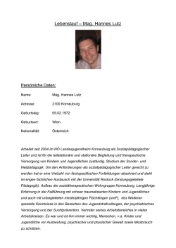 Lebenslauf &ndash; Mag. Hannes Lutz