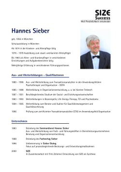 Vita Hannes Sieber - SIZE Success, Sieber Dialog