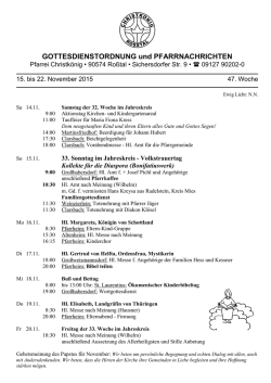 GOTTESDIENSTORDNUNG und PFARRNACHRICHTEN