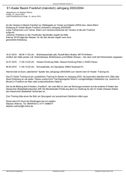 E1-Kader Bezirk Frankfurt (männlich) Jahrgang 2003/2004