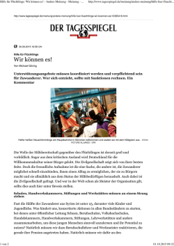 Hilfe f&uuml;r Fl&uuml;chtlinge Wir k&ouml;nnen es
