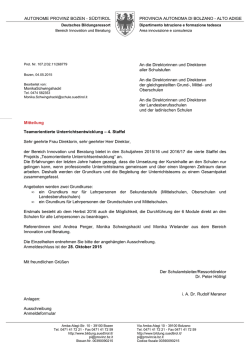 Mitteilung Teamorientierte Unterrichtsentwicklung 4.Staffel