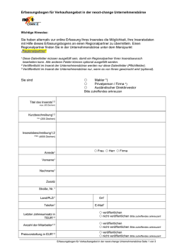 Erfassungsbogen für Verkaufsangebot - Nexxt