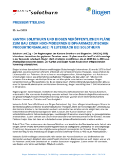 pressemitteilung kanton solothurn und biogen veröffentlichen pläne