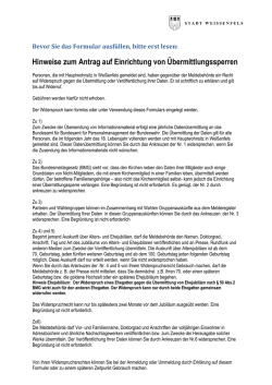 Hinweise zum Antrag auf Einrichtung von
