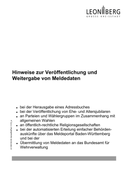Hinweise zur Ver&ouml;ffentlichung und Weitergabe von