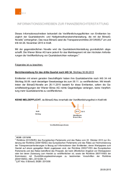 informationsschreiben zur finanzberichterstattung