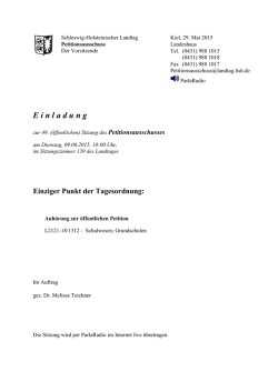 Einladung Petitionssausschuss