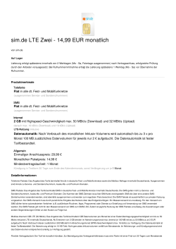 sim.de LTE Zwei - 14,99 EUR monatlich