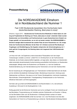 Die NORDAKADEMIE Elmshorn ist in Norddeutschland die Nummer 1