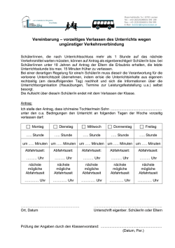 Vereinbarung – vorzeitiges Verlassen des Unterrichts wegen