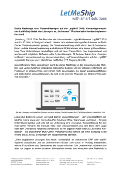 Große Nachfrage nach Versandlösungen auf der LogiMAT 2016