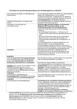 Terminplan für Ausschreibungsverfahren zum Einstellungstermin