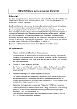 Kölner Erklärung zur kommunalen Sicherheit