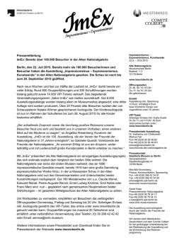 Pressemitteilung ImEx: Bereits über 100.000 Besucher in der Alten