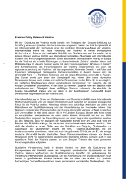 Erasmus Policy Statement Viadrina Mit der Gründung der Viadrina