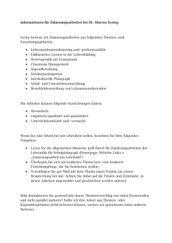 Informationen f&uuml;r Zulassungsarbeiten bei Dr. Marcus Syring Gerne