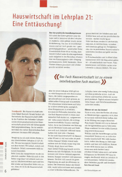 Hauswirtschaft im Lehrplan 21: Eine Entt&auml;uschung!