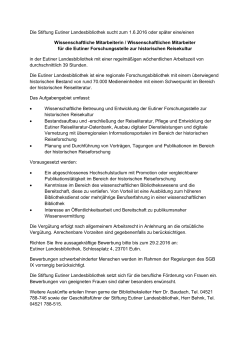 Die Stiftung Eutiner Landesbibliothek sucht zum 1.6.2016 oder