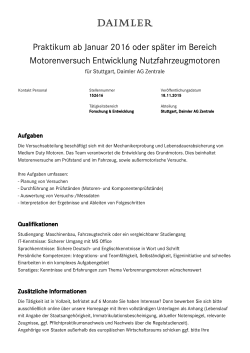 Praktikum ab Januar 2016 oder später im Bereich