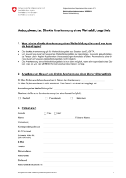 Antragsformular: Direkte Anerkennung eines Weiterbildungstitels