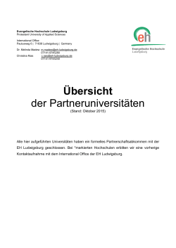 Infos zu Partneruniversitäten - Evangelische Hochschule Ludwigsburg