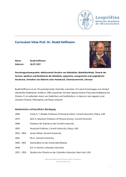 Curriculum Vitae Prof. Dr. Roald Hoffmann