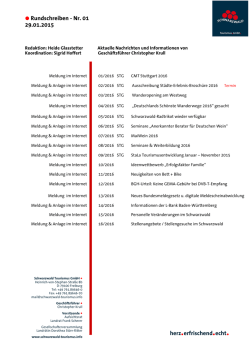 Rundschreiben - Nr. 01 29.01.2015 herz.erfrischend.echt.