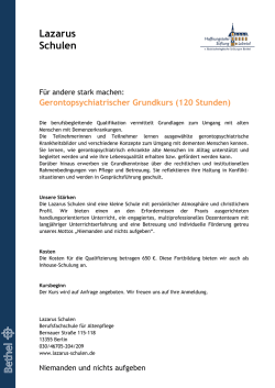 Informationsblatt Fortbildung - Lazarus
