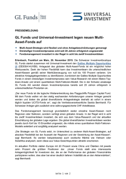 GL Funds und Universal-Investment legen neuen Multi- Asset