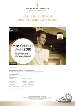 INFORMATIONSBLATT FÜR GÄSTE DER MISS SALZBURG WAHL