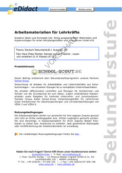 Arbeitsmaterialien Sekundarstufe - Hans Peter Richter: Damals war
